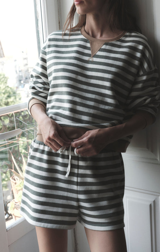 Low Key Stripe Fleece Short