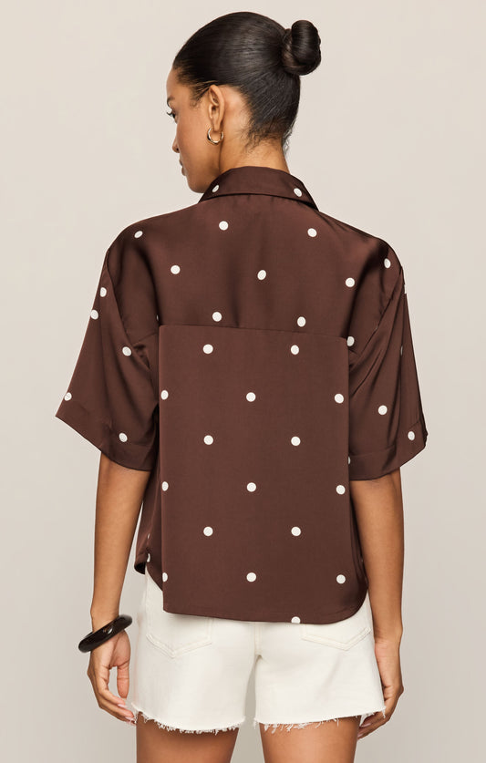 Mari Satin Dot Button Up