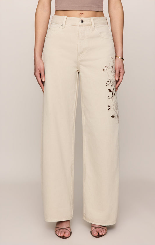 The Show Off High-Rise Bowed Denim