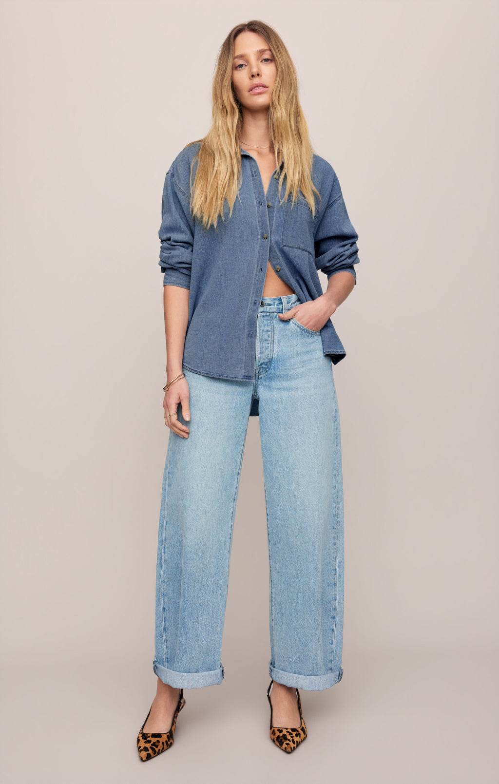 The Show Off High-Rise Bowed Denim