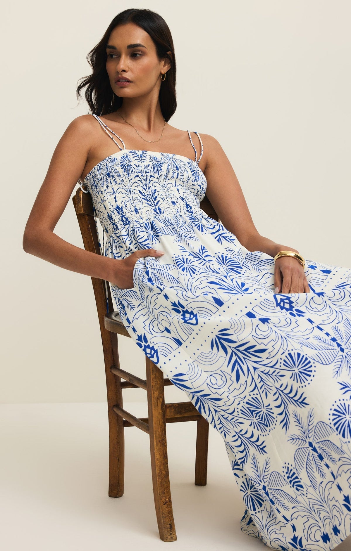 Nadine Airy Palm Maxi Dress