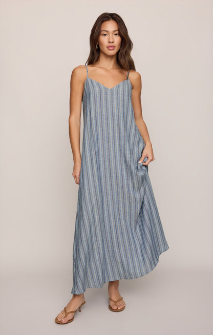 Sandcomber Striped Linen Midi Dress