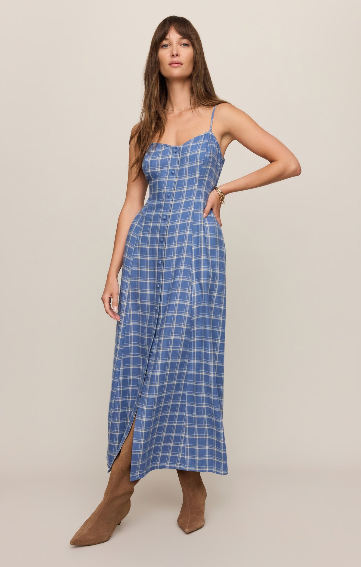 Angel Eyes Plaid Maxi Dress