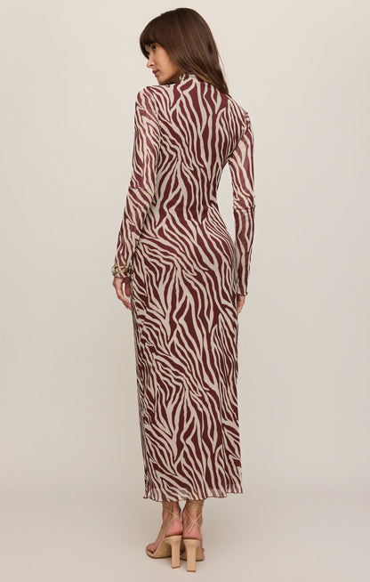 Sevilla Zebra Mesh Midi Dress