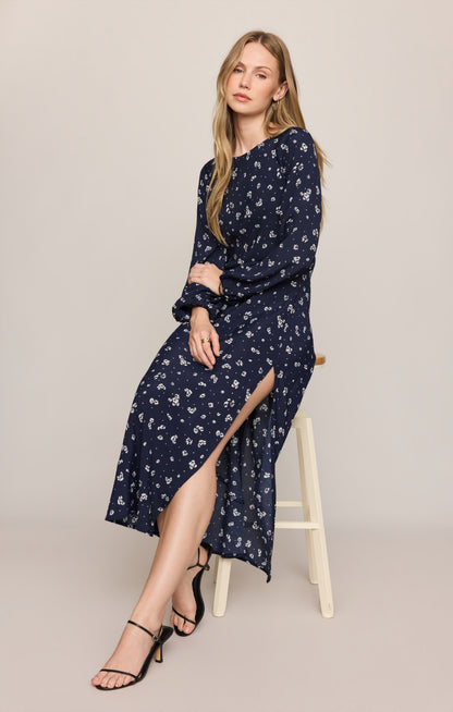 Midnight Tansy Floral Midi Dress