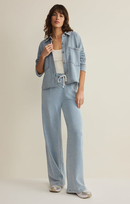 All Day Cropped Knit Denim Jacket