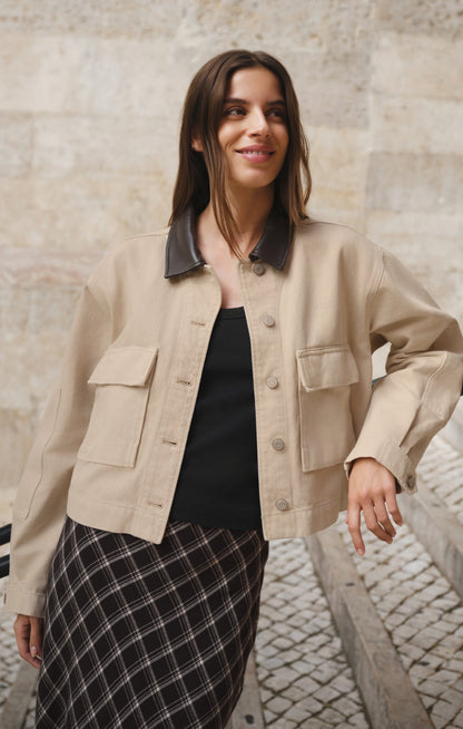 Rey Cropped Denim Chore Jacket