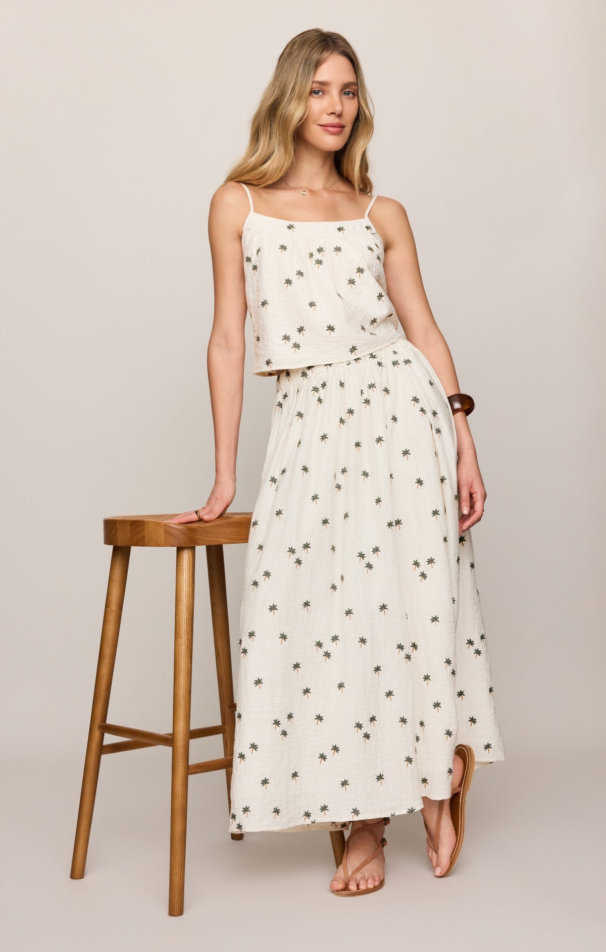 Palm Linen Midi Skirt