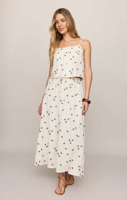 Palm Linen Midi Skirt