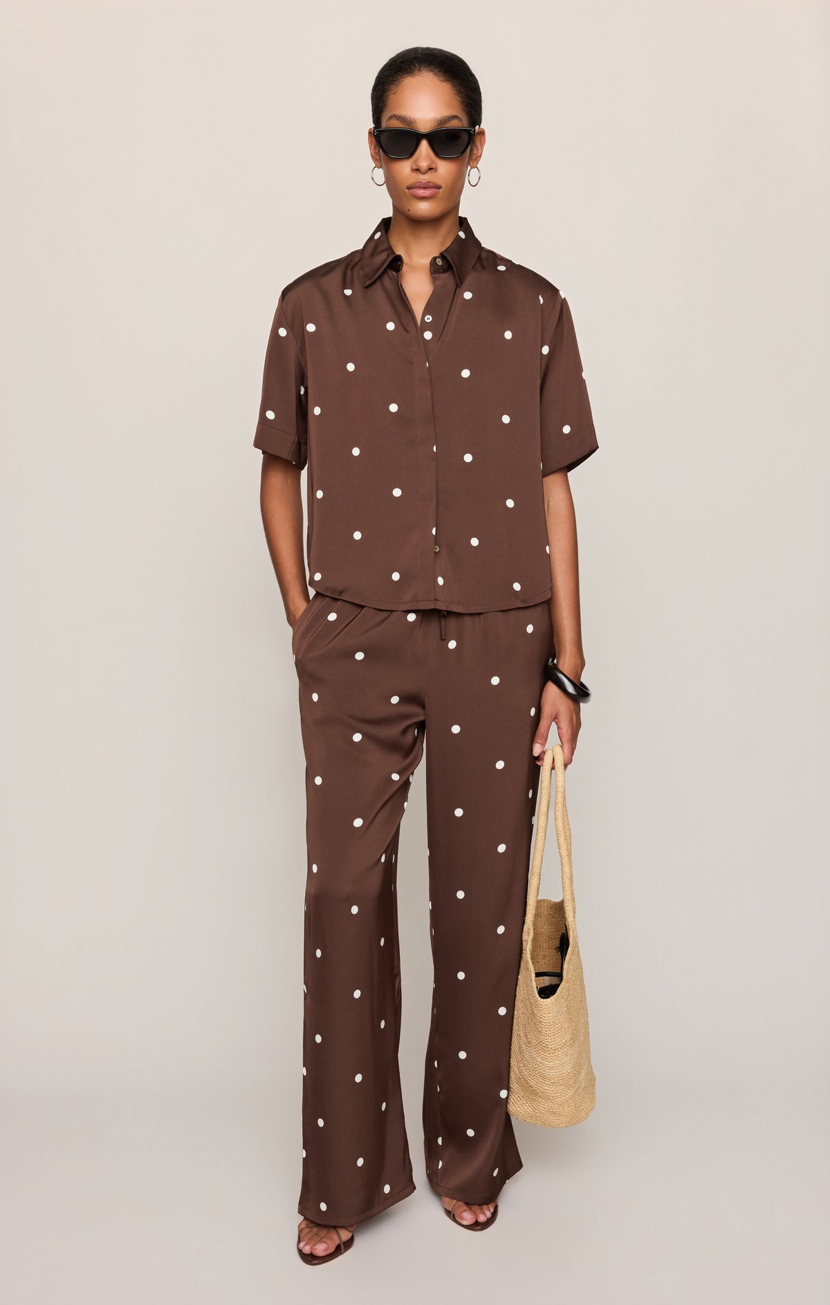 Lara Satin Dot Wide Leg Pant