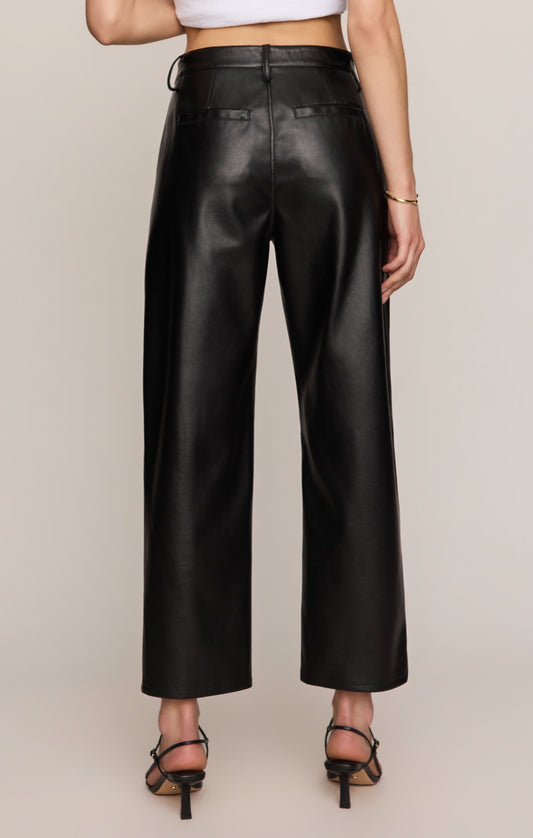 Vesper Faux Leather Bowed Leg Pant
