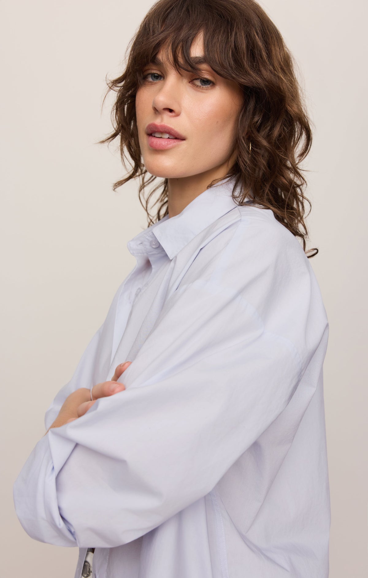 Elevated Poplin Relaxed Button Up Top