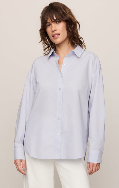 Elevated Poplin Relaxed Button Up Top