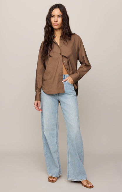 Elevated Poplin Relaxed Button Up Top