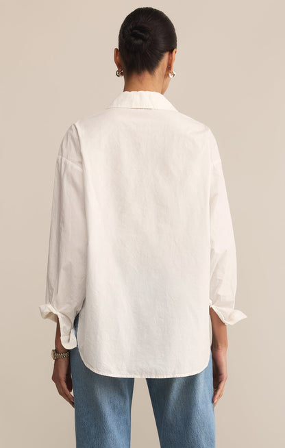 Elevated Poplin Relaxed Button Up Top