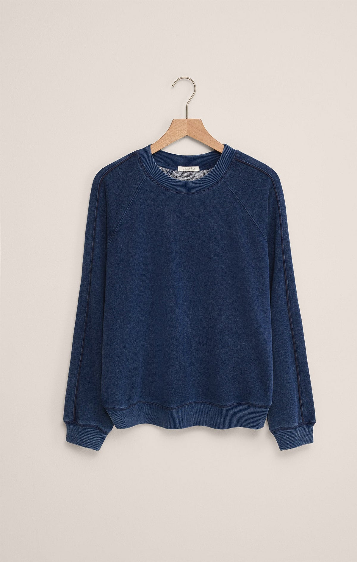 Sport Stripe Boyfriend Knit Denim Sweatshirt