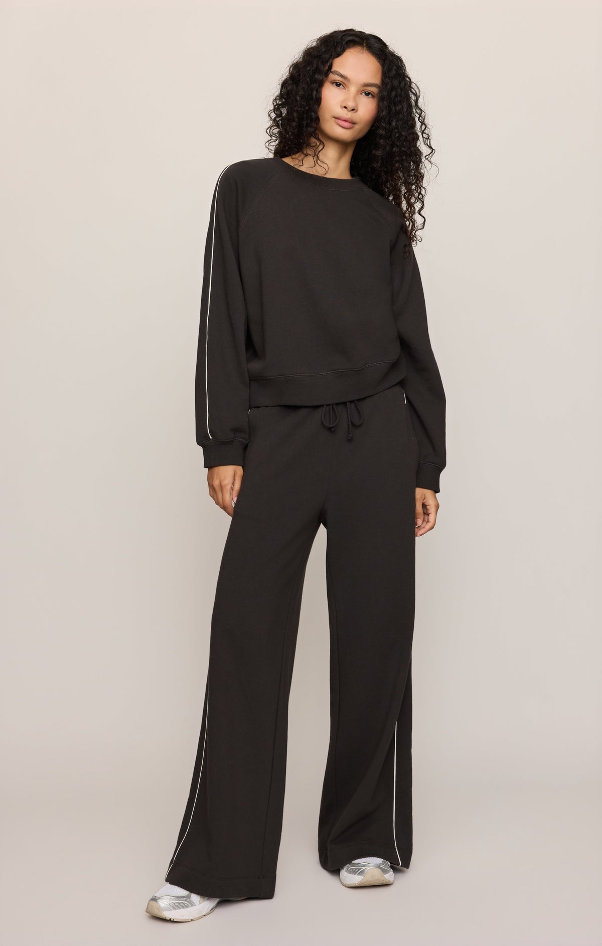 Sport Stripe Boyfriend Knit Terry Sweatshirt