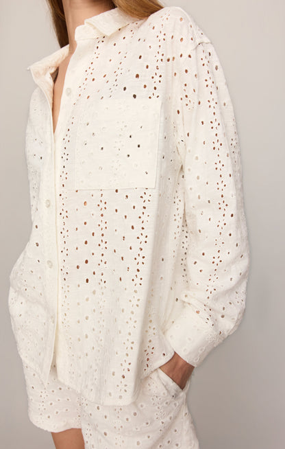 Elise Knit Eyelet Button Up