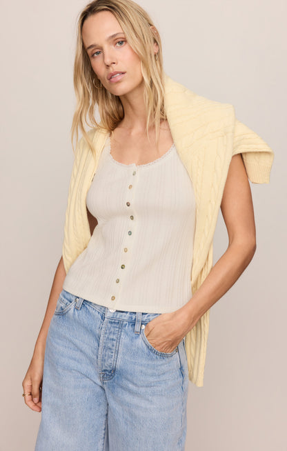 Lainey Pointelle Button Front Tank