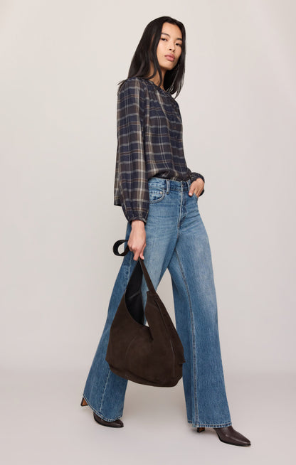 Autumn Plaid Henley Blouse
