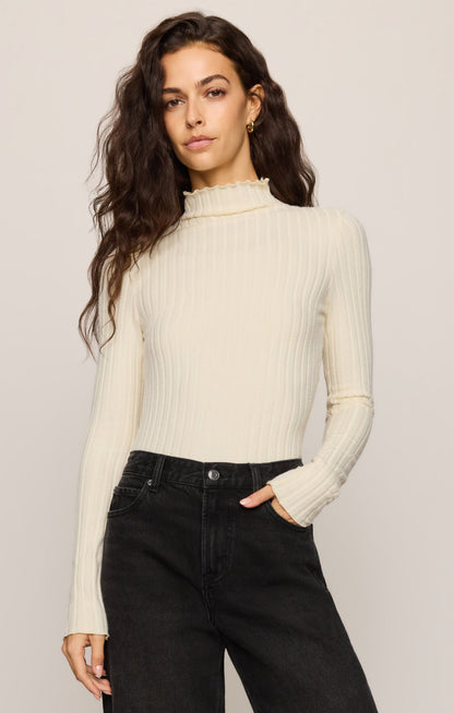 Hattie Silky Rib Mock Neck Top